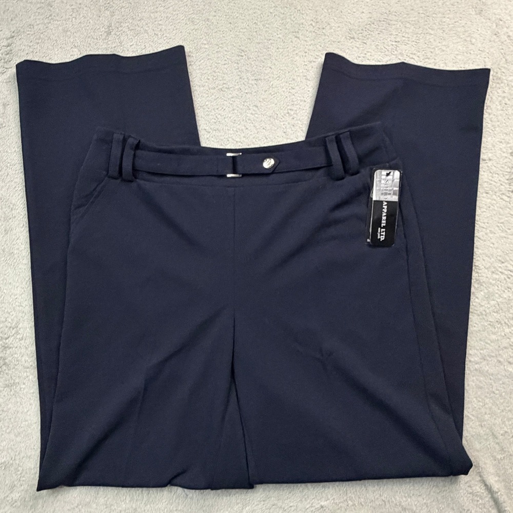 Soho Apparel Ltd Navy Blue Wide Leg Trousers Stretch Dress Pants Sz Medium NWT!